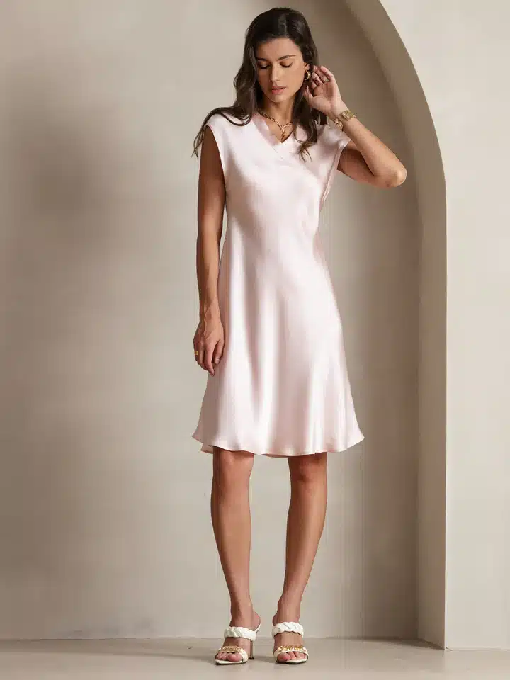 robe en soie longue rose femme